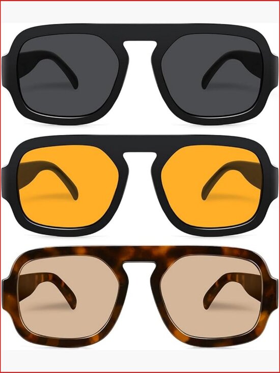 Retro Square Aviator Sunglasses UV Protection Plastic Frame Sun Glasses main image 7